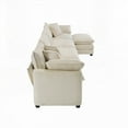 thumbnail image 5 of Modern L Shape Modular Sectional Sofa with 4 Seaters in Light Beige Corduroy Fabric, 5 of 16