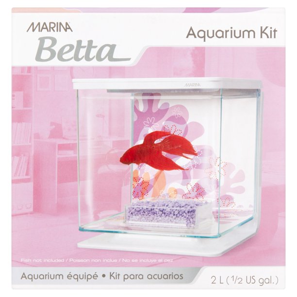 Marina Betta 0.5Gallon Aquarium Starter Kit, Flower Design