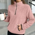thumbnail image 3 of Hvyesh Women's Half Zip Fuzzy Sweatshirt Plus Size Long Sleeve Fleece Pullover Top Soft Pullover Top with Pocket, 3 of 5