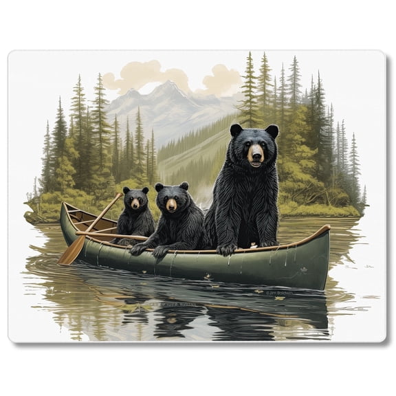 CounterArt Black Bear Canoe Tempered Glass Cutting Board 10" x 8"