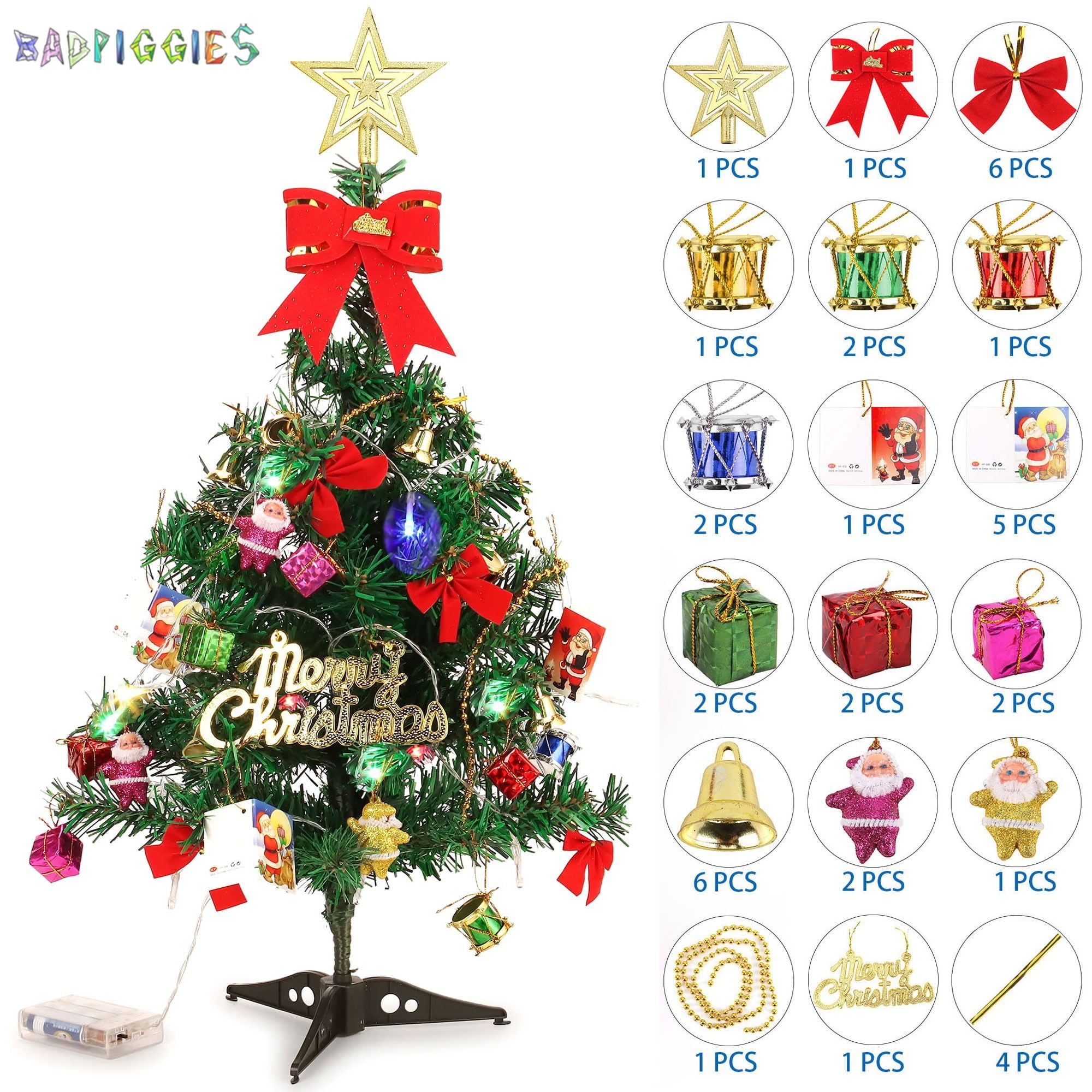 BadPiggies 24" PreLit Tabletop Artificial Christmas Tree with 20 LED