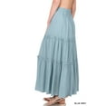 thumbnail image 3 of Zenana Women & Plus Boho Elastic Drawstring Waist Tiered Ruffle A-Line Woven Maxi Skirt, 3 of 3