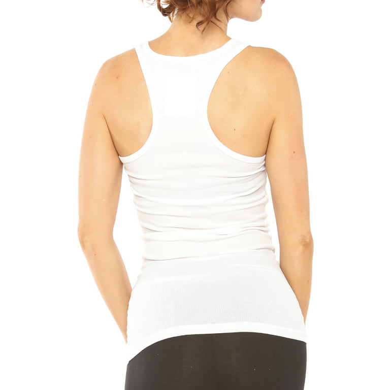 Vafful Women Tank Tops V Neck Summer Slim Slim Stretch Workout Sleeveless  Tops Ribbed Racerback Blouses White Medium 