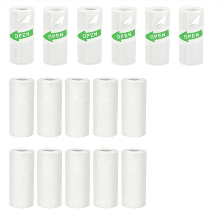 16 Rolls Mini Thermal Printer Paper, Including 6 Sticker Paper & 10 Plain , 57X25mm