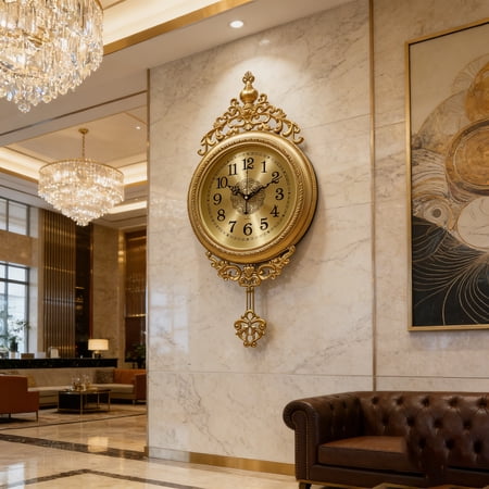 Vintage Retro Wall Clock for Living Room, Clock Silent Quartz Movement Decorative Antique Clock for Home Decor, Living Room & Bedroom