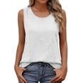 thumbnail image 2 of Mifsaly Womens Linen Tank Tops Casual Crewneck Summer Blouses Loose Fit Back Keyhole Shell Top Lightweight Breathable Work Office Sleeveless Shirts M, 2 of 5