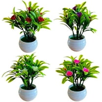 SPRING PARK Artificial Pot Flowers Potted Fake Flower Arrangements Small Faux Flower in Pots for Home Farmhouse Office Windowsill Table Centerpieces Shelf Decor