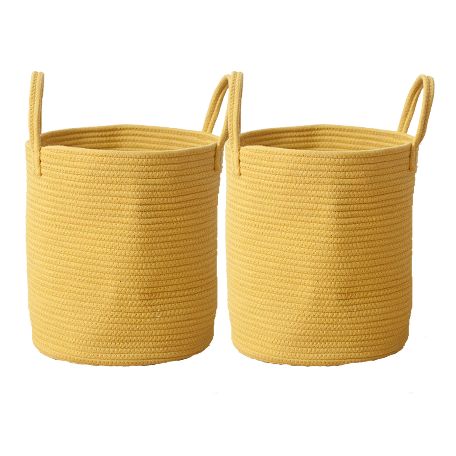 2PCs Woven Laundry Storage Basket Cute Baby Large Cotton Rope Basket