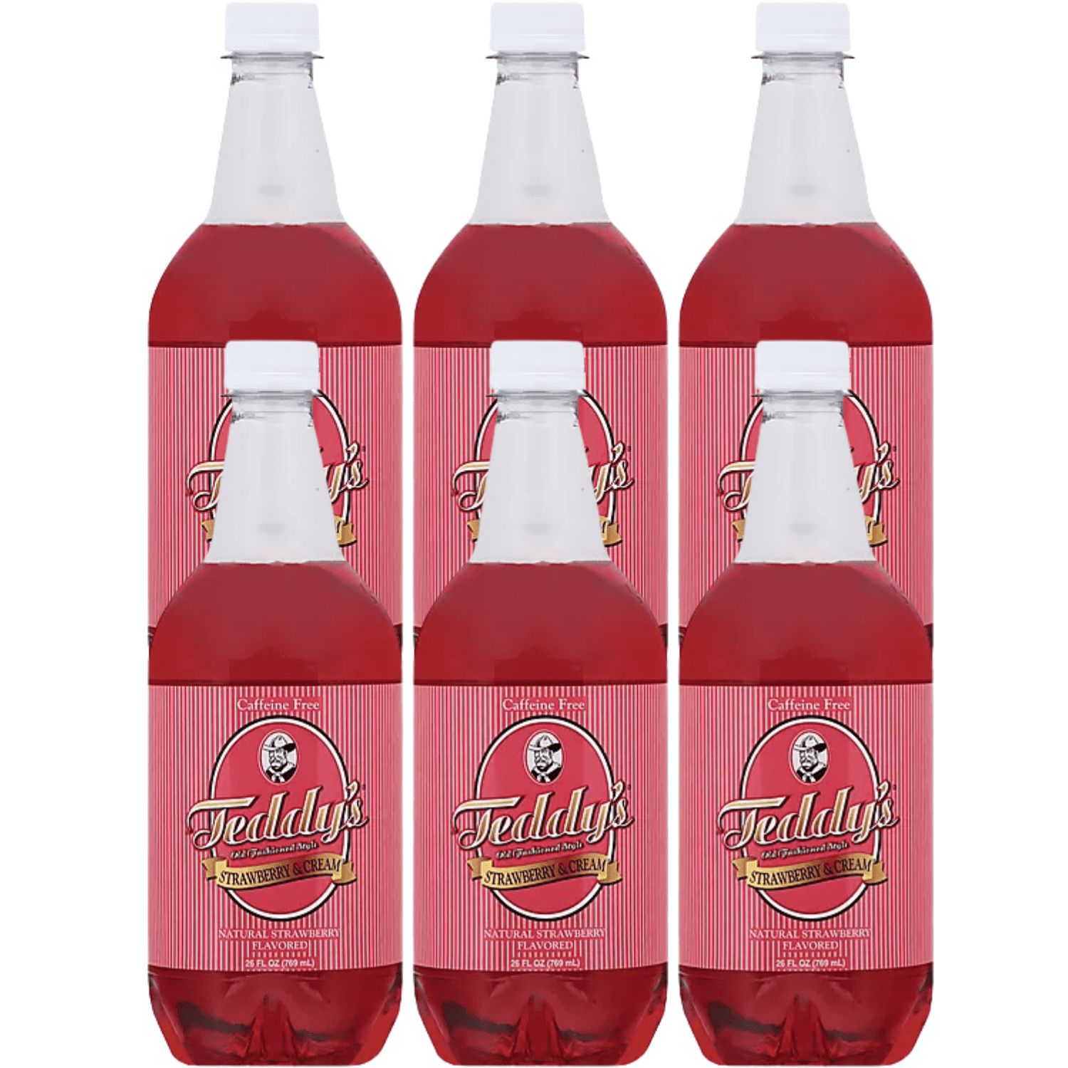 Teddy's Strawberry and Cream Soda 26oz Bottles Caffeine Free & Natural