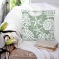 thumbnail image 3 of Pillow Covers 18x18 Set of 2, Sage Green Coastal Square Throw Pillow Covers for Couch/Sofa/Living Room, Conch Nautical Summer Starfish Shell Coral Decorative Soft Pillowcases for Couch Throw Pillows, 3 of 7
