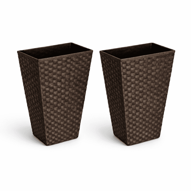 Set de 2 Cestos Papeleros Cuadrados Elly Decor 8 Litros Chocolate de Plástico para Baño y Oficina