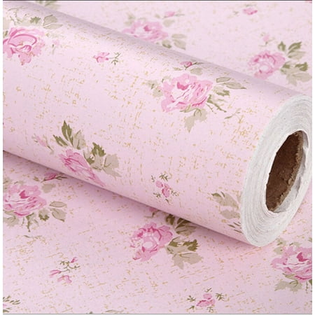 Floral Wall Stickers NK HOME Window Wall Sticker Aesthete Wall Stickers Mural Decal Self Adhesive Art Decal Pink Floral Printed Flower Decoration 1.5x3.3 16.4 33ft ()