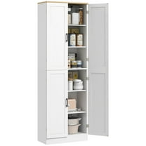 CoSoTower 67" Freestanding Kitchen Pantry, 4-Door Storage Cabinet Organizer with Adjustable Shelves, Kitchen Cabinet with Doors and Shelves, Distressed White