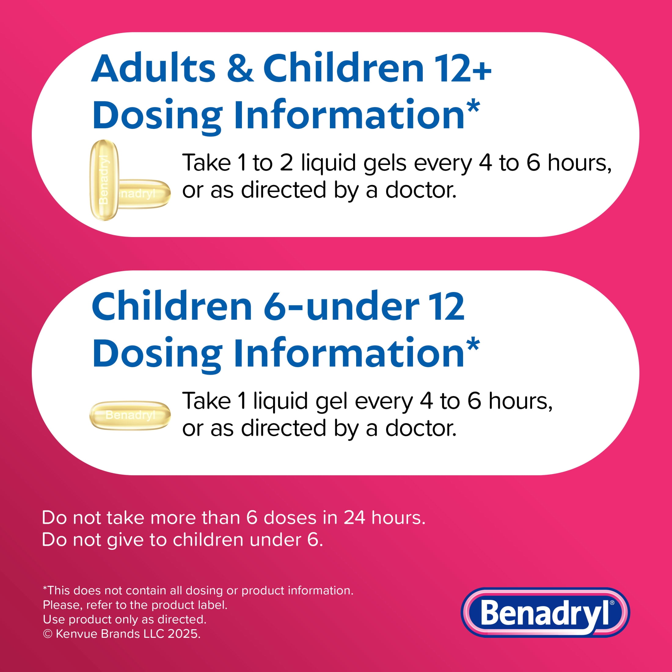 (3 pack) Benadryl Liqui-Gels Antihistamine Allergy Medicine, Dye Free, 48 Count