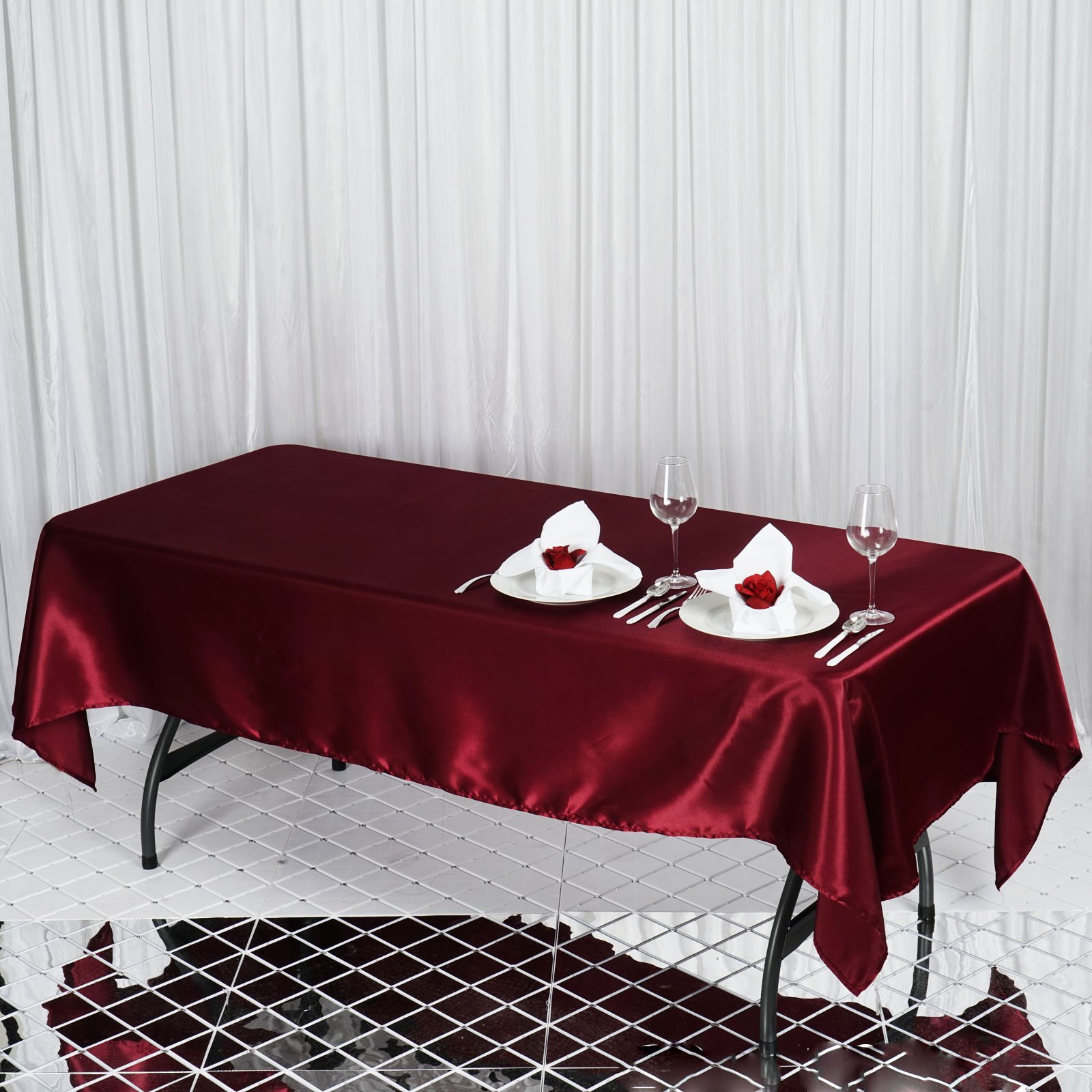 Efavormart 60x102" Rectangle BURGUNDY Wholesale SATIN Tablecloth