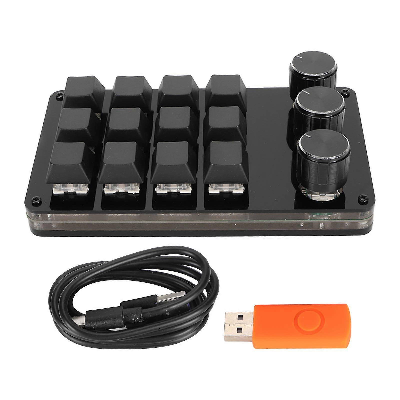 Mini 12 Key Keypad with 3 Knob Custom Programme Hot Swappable Keyboard ...