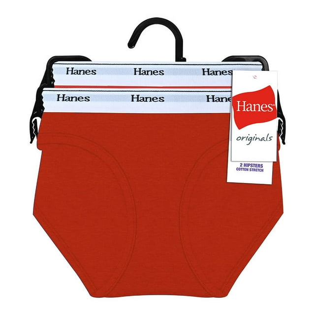 Hipster Hanes Originals para Mujer, Rojo Talla M 2 Piezas