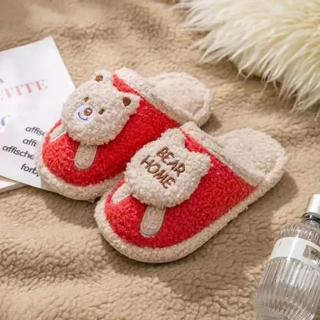 

Kids Cute Bear Indoor Warm Home Slippers Autumn And Winter