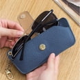 thumbnail image 3 of Genuine Leather Glasses Case, Soft Leather Glasses Case with Hardware Chain Portable Slim Sunglasses Pouch for Women, 3 of 5