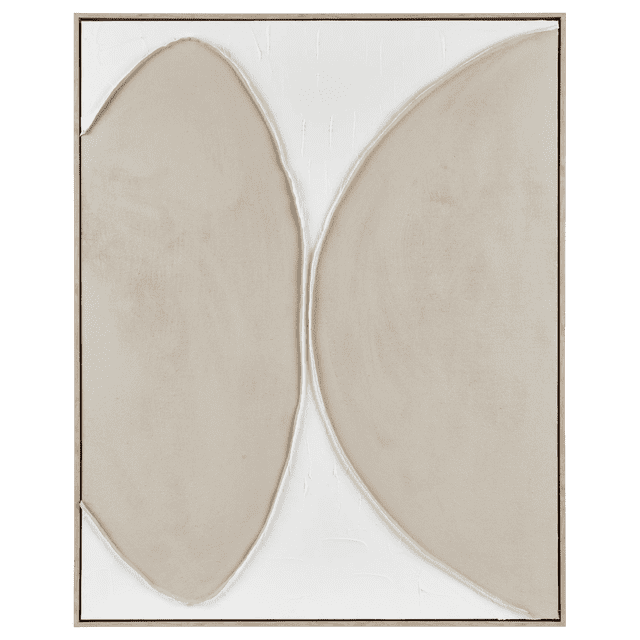 Bouclair Art Encadré Demi-Ovales Texturés Beige 32 X 39,3 Po (80 X 100 cm)