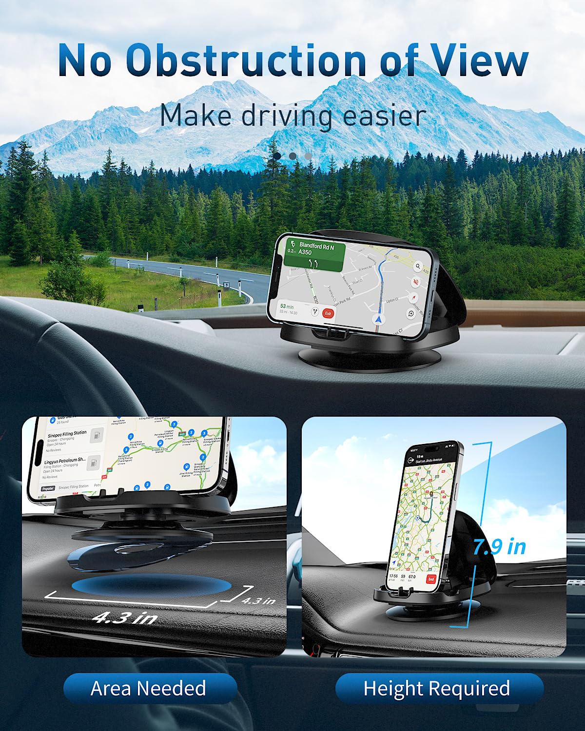 Joyeky Car Phone Mount with 360° Rotating Base, Black photo 6