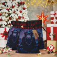thumbnail image 6 of Rocae Starry Sky Meditating Chimpanzees Print Christmas Drawstring Linen Gift Bag with Drawstrings Treat Bag Goody Present Bags for Christmas Party Favor, 6 of 8