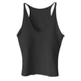 thumbnail image 4 of Womens Sleeveless Tank Top form Fitting Spaghetti Strap Crew Neck Ribbed Knit Basic Cami Shirts with Chest Padded Black, 4 of 5