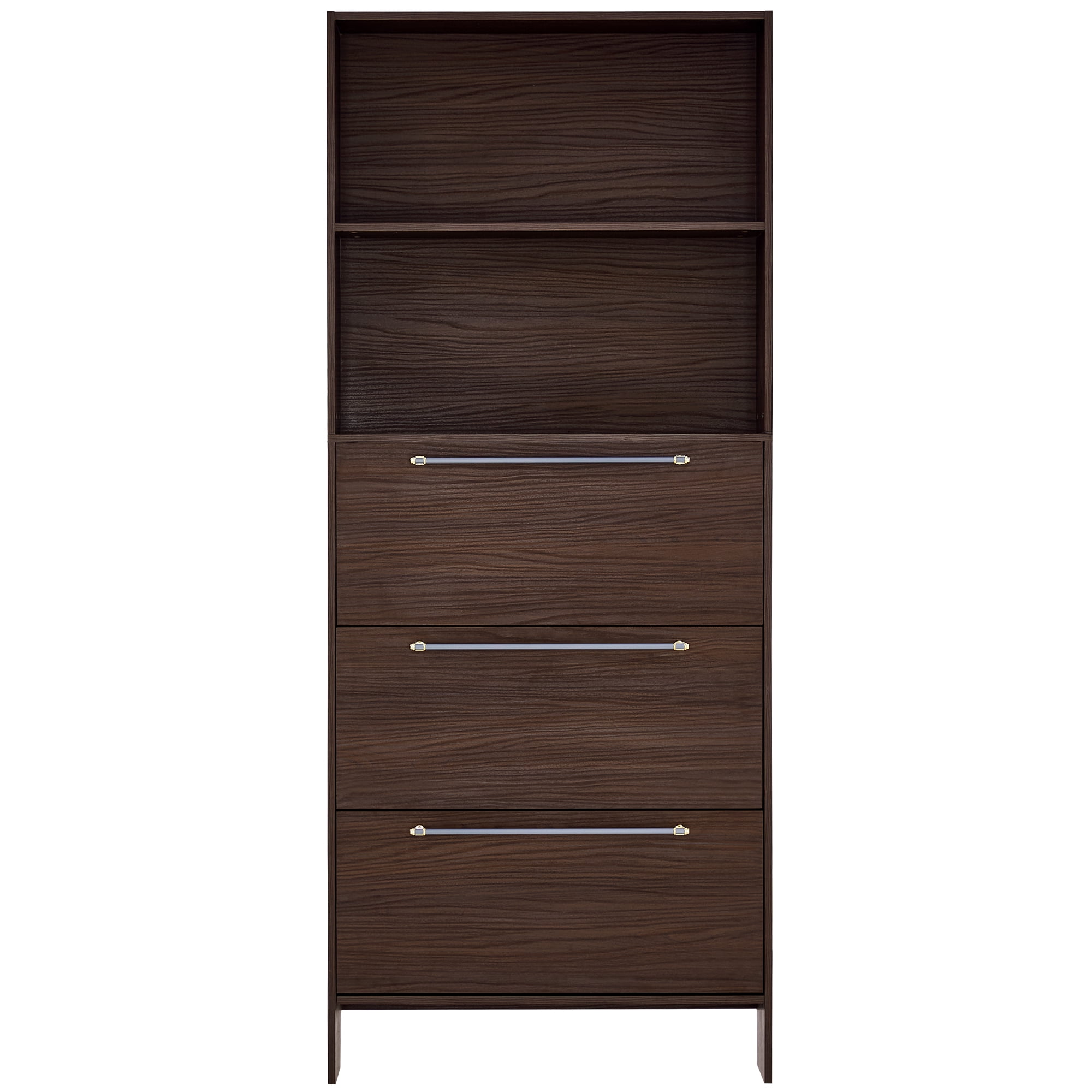 Euroco 12 Pair Shoe Organizer with Top Storage Shelves, Narrow Shoe Cabinet with 3 Flip Drawers, 78.75'' Tall Shoe Rack with Open Shelves