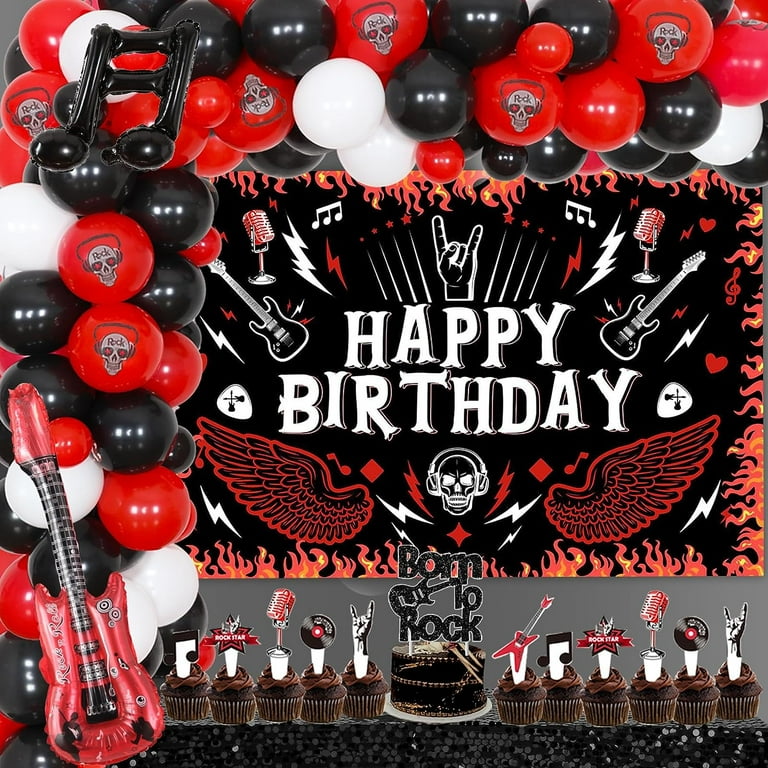 Red and Black Birthday Decorations for Men Women, Happy Birthday  Decorations fo Boys Girls Party Decoration Backdrop & Tablecloth Balloons  Arch Kit