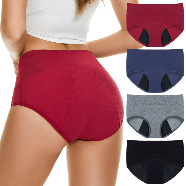 Women's Underwear 4 Pieces High Waist Leakproof Plus Size Panties Leak  Proof Period Panties