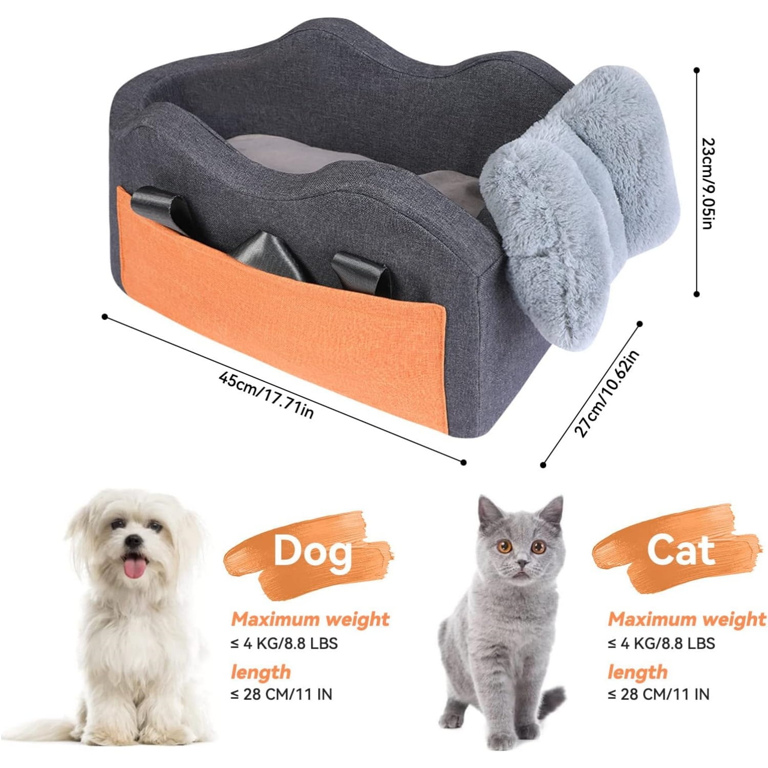 Dog Car Seat for Small Dog Center Console Seat Pet Booster Seat for Car Puppy Small Dogs(Dark Gray)
