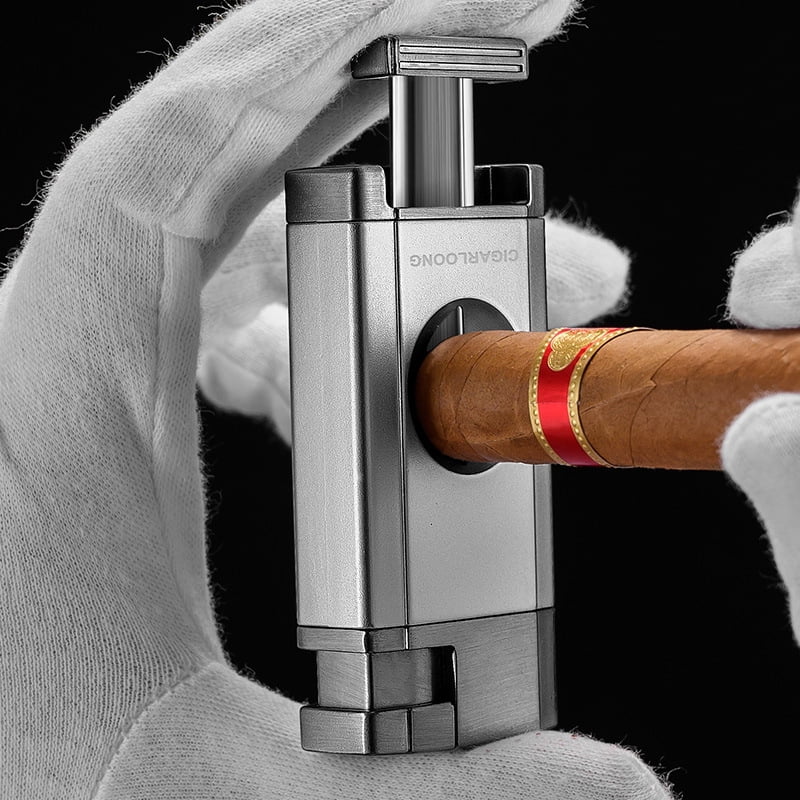 Cigar Lighter Scissors Integrated Multi-Functional Inflatable Windproof Direct Portable With Special V-Shaped Parallel Cigar Knife