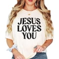 thumbnail image 2 of Jesus Loves You Shirt for Women Christian Faith Easter Inspirational Distressed Tee Ivory Shirt Adult Medium, 2 of 7