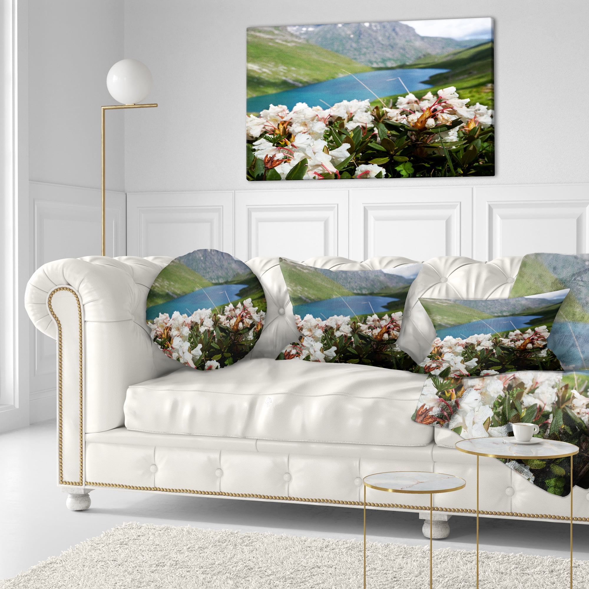Designart 12" x 20" White Polyester Throw Pillow
