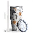 thumbnail image 2 of 30oz Halloween Gravestones Ghosts and Pumpkins Tumblers Stainless Steel Tumbler with Lid and Straw,Vacuum Insulated Double Wall Travel Tumbler Cups Mug with Cleaning Brush for Coffee,Tea, 2 of 7