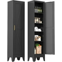 Narrow Bathroom Metal Storage Cabinet with 4 Adjustable Shelves, Freestanding 5 Tier Slim Pantry Storage Cabinet for Small Space, White