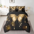 thumbnail image 2 of Homewish Romantic Butterfly Animal Twin Bedding Sets 7-Piece, Gold Sequin Print Bedding Comforter Set, Couple Anniversary Reversible Sheet Sets, Luxury Bedroom Decor, 2 of 7
