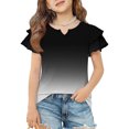 thumbnail image 2 of Dwellite Girls V-Neck Shirts Short Sleeve Cute Summer Tee Shirts Baggy Soft Tops 3-13 Years Black 110, 2 of 7