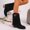 Black, variant on Viluyesy Womens Flodover Boots, Pull-On Chunky Heels Retro Tassel Trendy Western Mid Calf Boots Brown US9.5