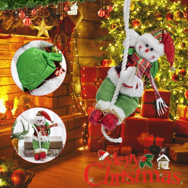 Dvkptbk Plush Dolls Christmas Rope Climbing Snowman Doll Shopping Mall Window Ceiling Hanging Christmas Decorations Gifts Home Decor Christmas Decorations