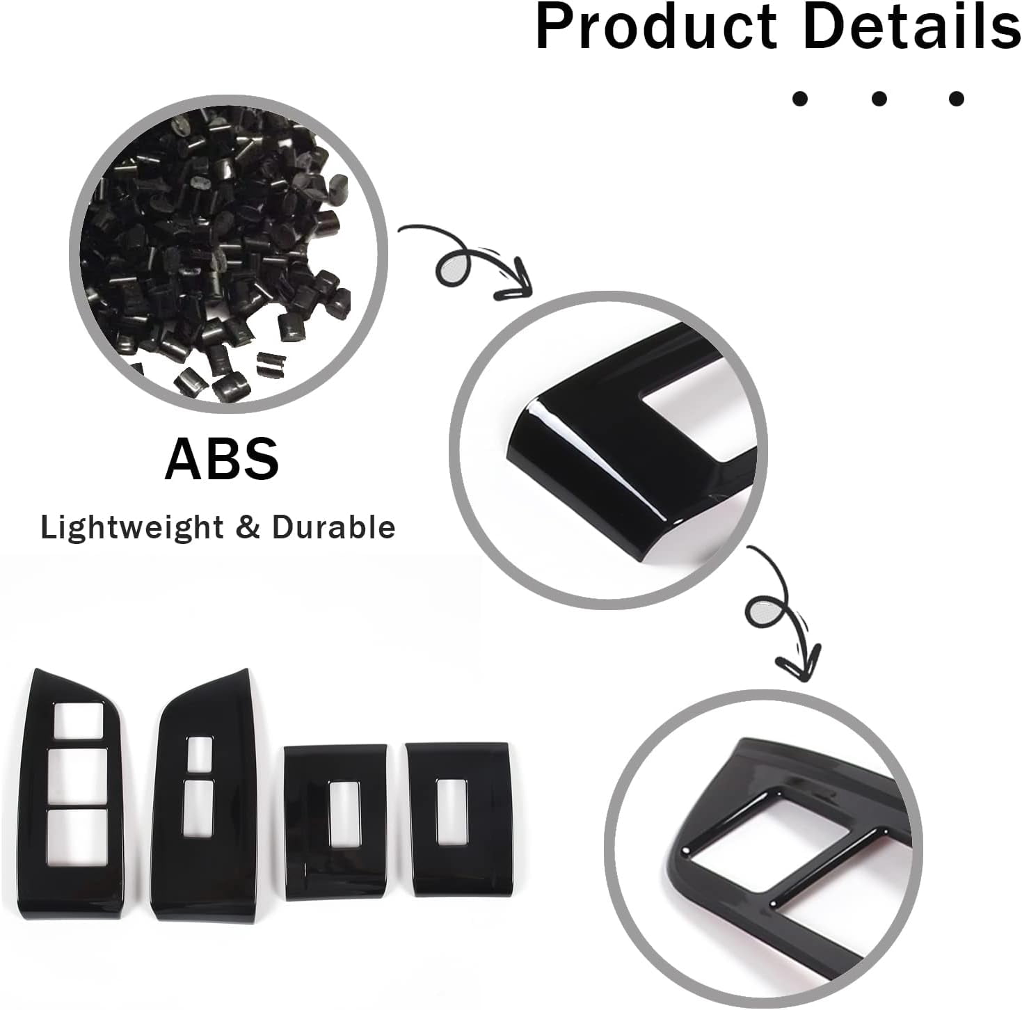 TINKI 4PCS Window Lift Switch Panel Frame Cover Trim for Honda Pilot 2016-2022/ Passport 2019-2023, ABS Material Car Door Window Glasses Lifter Button Decoration Accessories