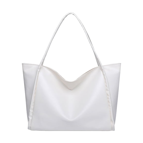 Large Capacity Tote Bag for Women Vegan Leather Casual Zipper Work Bag Lightweight Shoulder Bags Oversize Travel Purse White