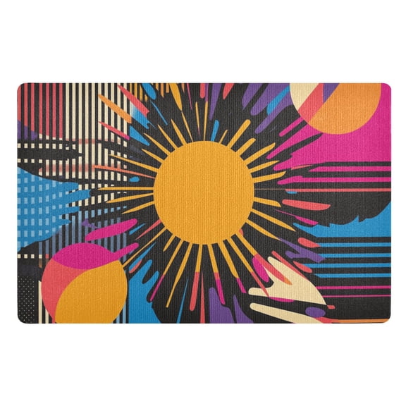 Yayeee Doormat for Indoor Entrance 32" x 20" Non Slippery Floor Rug, Futuristic Circles