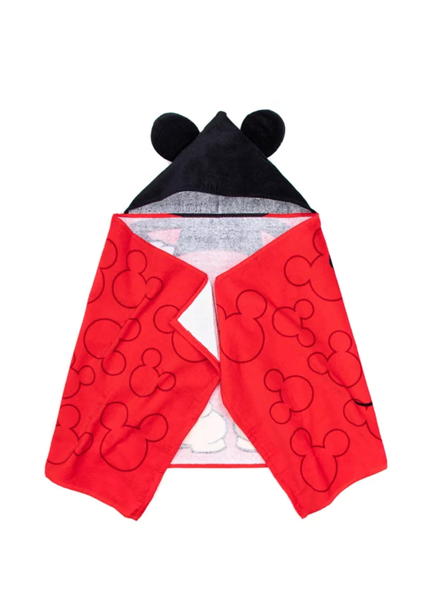 Mickey Mouse Kids Hooded Towel Wrap, 51 x 22, Cotton, Red, Disney