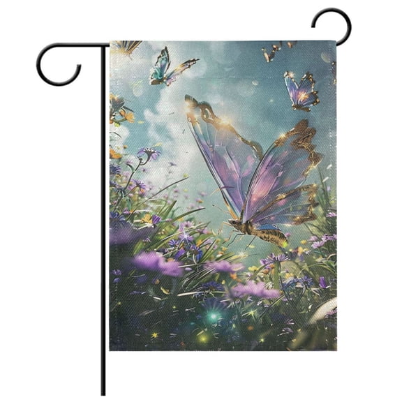 Ryvnso Dreamy Butterfly Landscape Pattern Garden Flag 12x18 Inch Double Sided Seasonal Yard Decoration