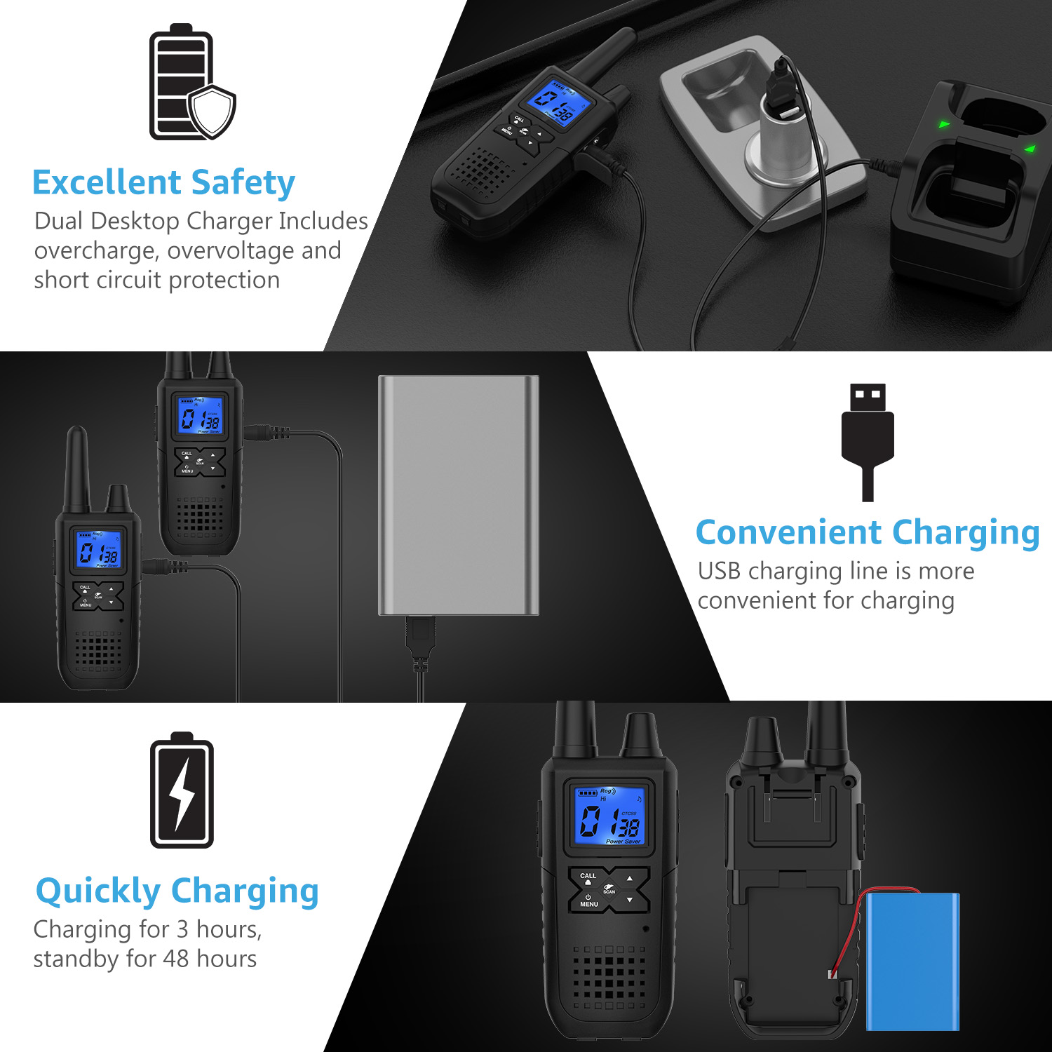 WisHouse K10 Walkie Talkies, 2 Pack Black photo 5