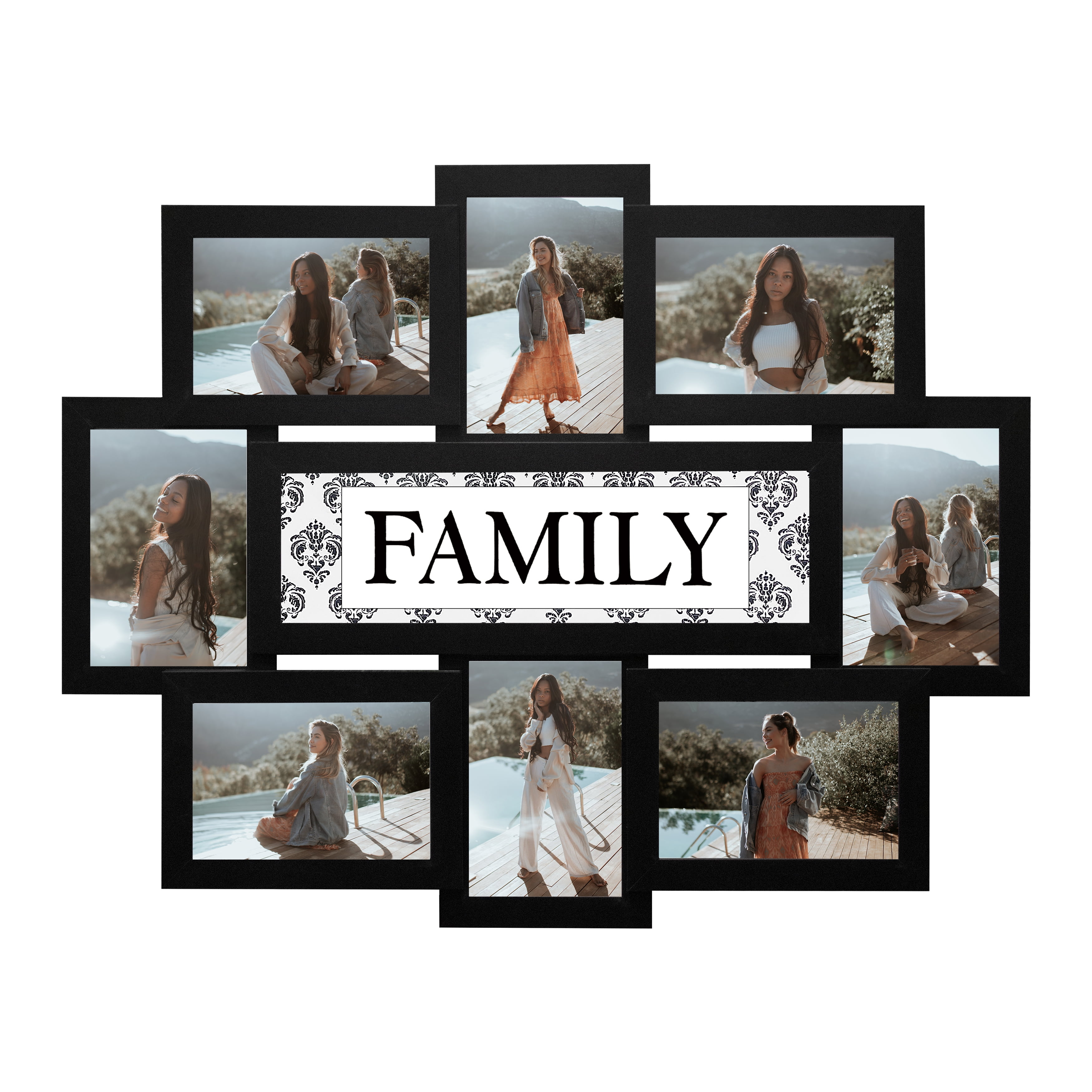 Hello Laura Family 8-Opening 4 x 6 Photo Frames, 8-Count Black Picture Frames