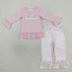 thumbnail image 2 of Venta al por mayor, conjunto de luces navideñas para niña, conjunto bordado para niños, pantalones a rayas de manga larga rosa, ropa de dormir, pijamas para niños pequeños, 2 of 2