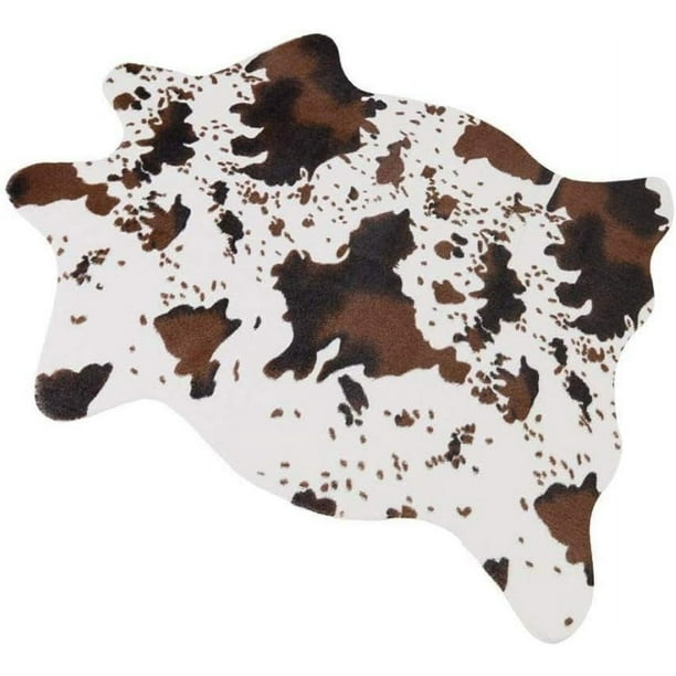 Linda alfombra con estampado de vaca, divertida alfombra de piel de vaca sintética, agradable para decorar la habitación de los niños, 29,5 pulgadas de ancho x 43,3 pulgadas de largo