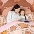 thumbnail image 5 of meiyoeat meiyoeat Personalized Capybara Monogram 7-Piece Twin Bedding,Initial Letter Print A Bedding Comforter Set,Pink Reversible, 5 of 7